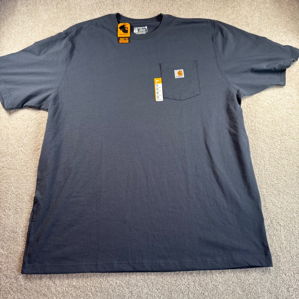 Carhartt Mens K87 Fit Pocket T-Shirt 2 Pack Navy Green 2XL Tall NWT - Picture 4 of 12